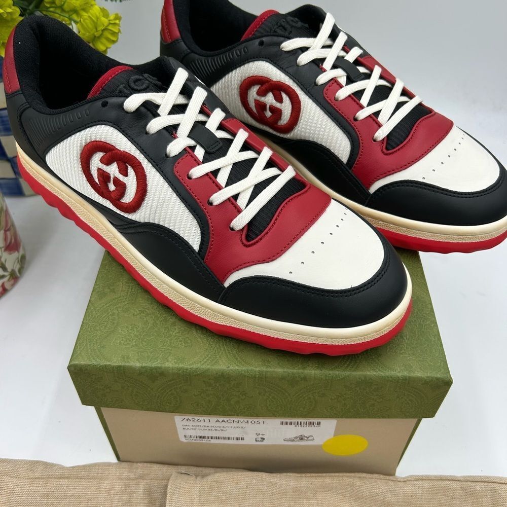 Men's Gucci, Mac 80 low top leather sneakers size 9.5 fits 10 US made in Italy - Picture 3 of 11